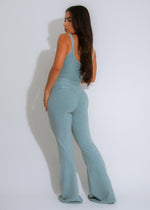 Dreamy Choice Ribbed Pant Set Light Green