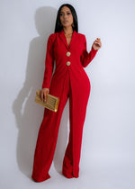 Stunning Black Tie Glam Jumpsuit in Red, perfect for a formal event or special occasion