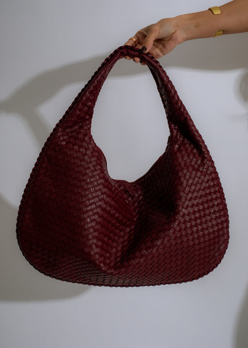 Red Serenade Woven Hobo Handbag made of durable, high-quality materials