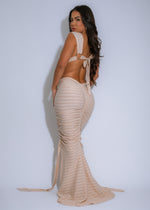 Coastal Knots Ruched Maxi Dress Nude