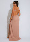 Nova Cascade Ruched Maxi Dress Nude