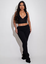 Oasis Lounge Ribbed Pant Set Black* in luxurious and comfortable fabric