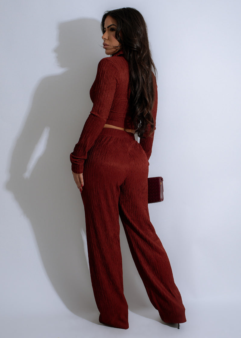 Soft and comfortable red pant set with a textured pattern for ultimate relaxation