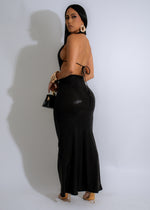 Gorgeous Eternal Ember Maxi Dress in Black with a metallic sheen and dramatic floor-length design