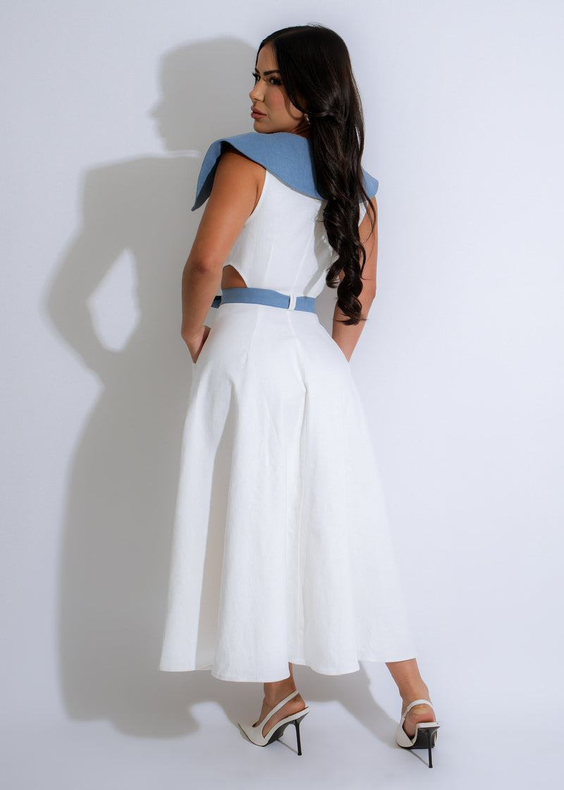  Stunning and timeless white dress with intricate sandline contrast, perfect for any special occasion