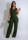 Alt text: Empyrean Knit Pant Set Green - comfortable and stylish loungewear for women