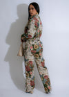 Two-piece set featuring a garden tapestry floral print on pants and top