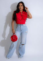 Rouge Reverie Ruffle Top Red - a stunning red ruffle top perfect for making a bold fashion statement