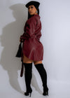 Alt text: Stylish and chic Urban Luxe faux leather mini dress in vibrant red color perfect for a night out or special occasion