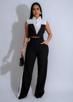 Stylish black pant set with dual essence design for versatile looks