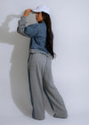 Matching top and bottom denim set in trendy grey color