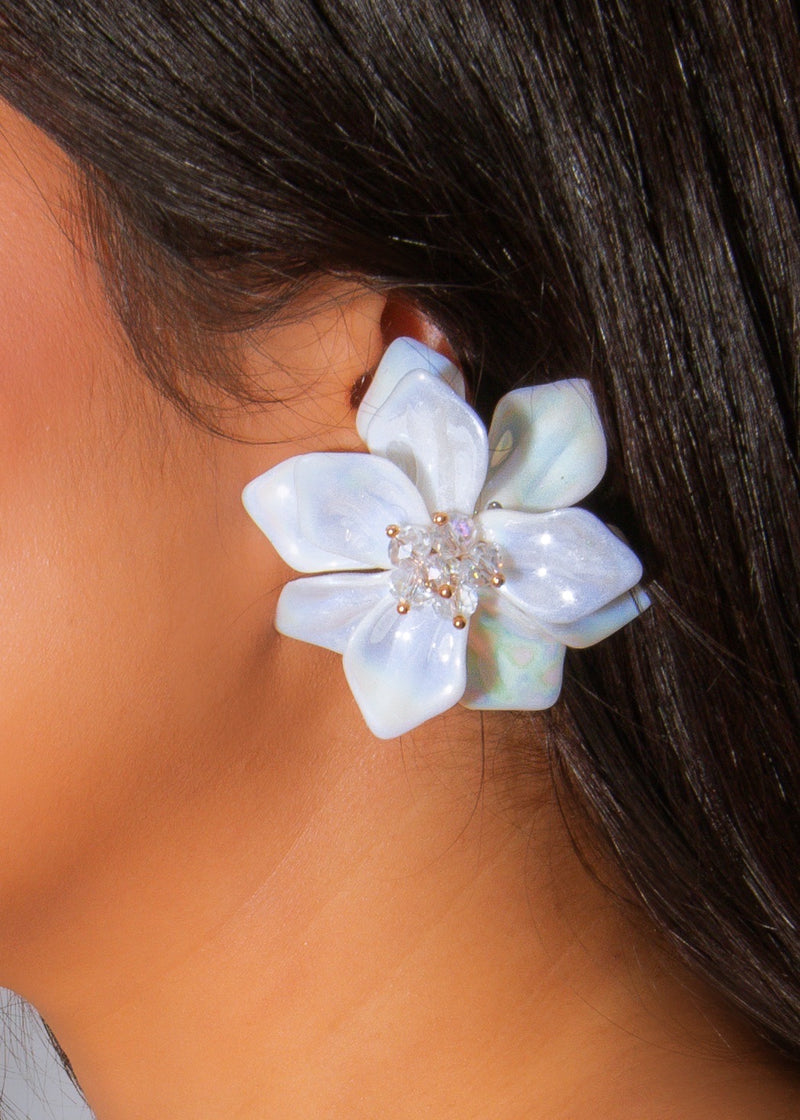 The Twilight Blossom Earrings White