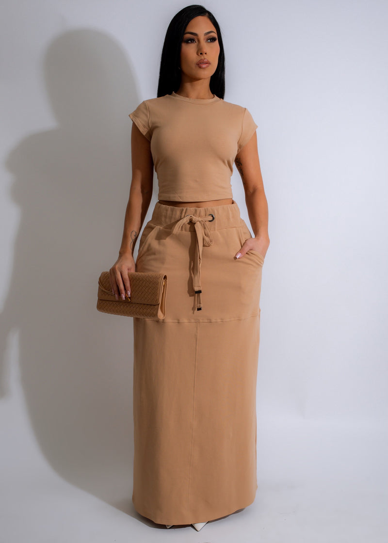 Beautiful and elegant Breeze Bound Skirt Set Nude for a versatile summer wardrobe