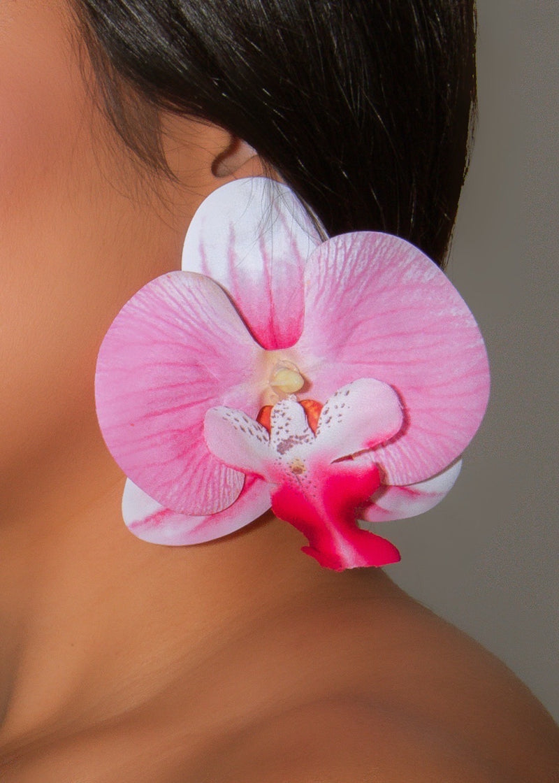 Blooming Orchid Statement Earrings Pink