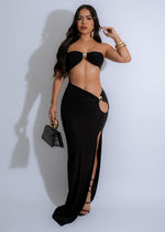 Duality Grace Maxi Dress Black, a stylish and elegant evening gown 