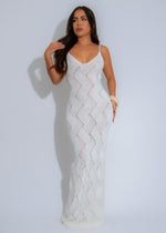 Serene Waves Knit Maxi Dress White