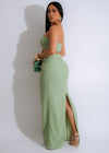  Stylish model wearing Can't Forget Me Skirt Set Green, a trendy two-piece outfit with a flirty skirt and a chic crop top