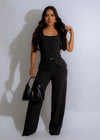 High-quality black Strata Stripes Luxe Pant Set with elegant design and comfortable fit, perfect for any occasion or event 