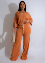 Sunset Lounge Pant Set Orange - comfortable and stylish loungewear for women