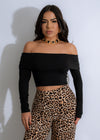 Stylish and sophisticated Nocturne Elegance crop top in classic black