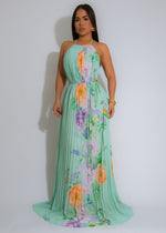 Whispering Petals Floral Maxi Dress Green