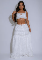 Luxe Garden Lace Floral Skirt Set White