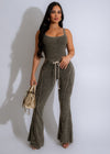 Dreamy Choice Ribbed Pant Set Green, front view, comfortable loungewear outfit