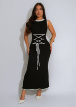 Sleek Harmony Knit Midi Dress Black