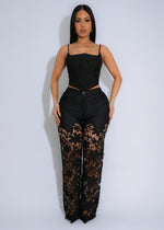 Femme Luxe Lace Pant Set Black