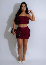 Red rose bush floral skirt set for a stylish and feminine look