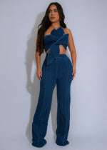 Pristine Bow Tie Pant Set Denim