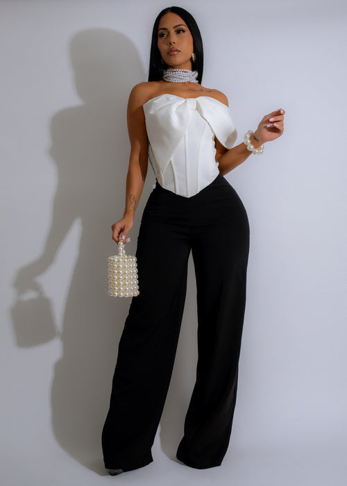 Bowed Elegance Jumpsuit Black with sleek design and flattering silhouette