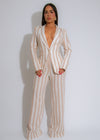 Marbella Stripes Linen Pant Set Nude