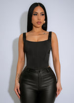 Luxe Contour Satin Crop Top Black