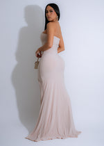 Luminous Grace Sparkly Maxi Dress Nude, floor-length gown with shimmering sequins, perfect for special occasions