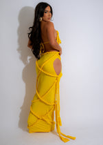 Bright yellow Beachside Braided Skirt Set, featuring a braided design and comfortable fit, ideal for sunny beach days