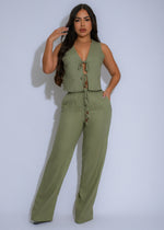 Meadow Luxe Linen Pant Set Green