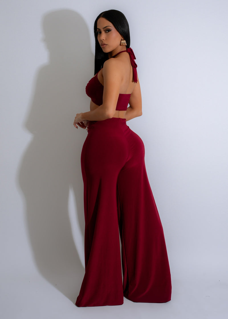  Stylish and sophisticated Drape Luxe Pant Set Red designed for a comfortable fit and a flattering silhouette