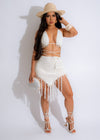 Boho Beach Crochet Skirt Set White with matching top and intricate lace details