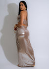  Elegant and glamorous Liquid Luxe Metallic Skirt Set in nude