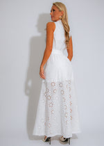 The Garden Grace Floral Lace Midi Dress White