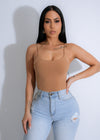 Simplicity Charm Crop Top Nude, a flattering and versatile top for any occasion, in a neutral nude shade