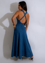 Stylish and versatile A Reason For Everything Midi Dress Denim featuring a flattering A-line silhouette and adjustable spaghetti straps, suitable for various occasions and seasons