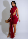 Twilight Veil Ruched Mini Dress in a stunning shade of red, perfect for a night out