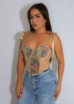 Renaissance Romance Lace Floral Crop Top Nude