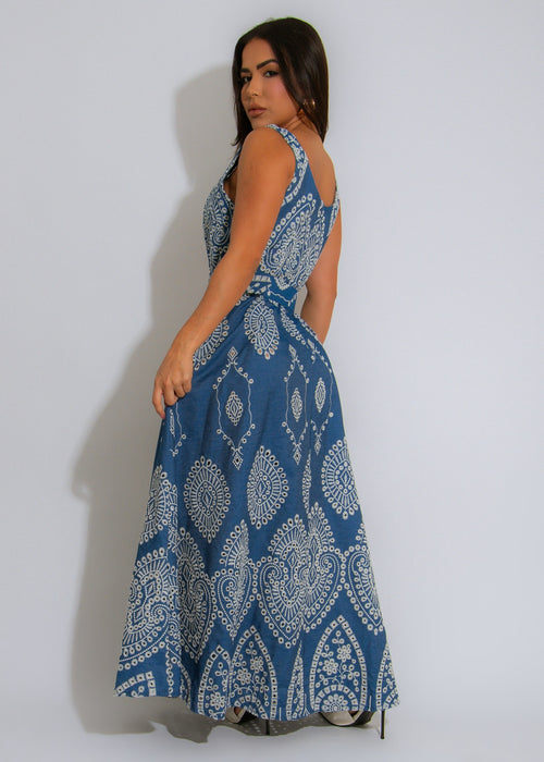 Wanderlust Essence Floral Maxi Dress Blue