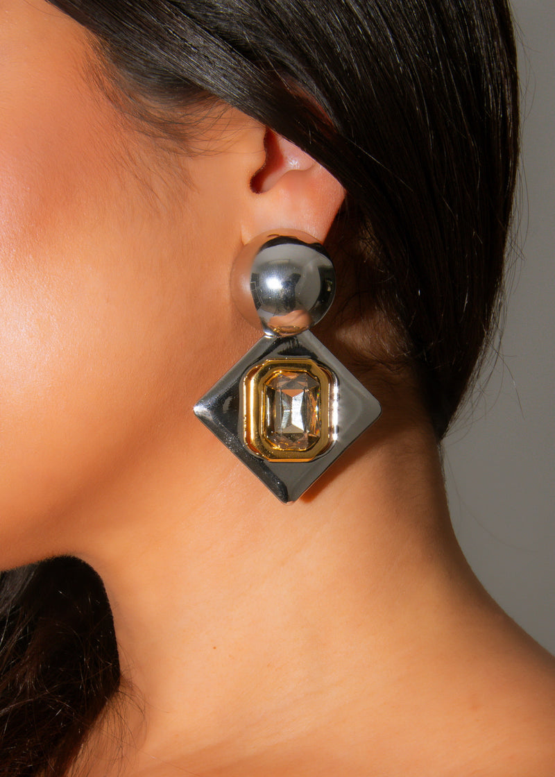 Avant-Garde Glam Earrings Silver