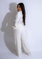  Soft and comfortable Serene Escape Pant Set in white, designed for ultimate comfort and style at home