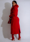 Gorgeous Regal Luxe Coat in striking red, featuring a luxurious and timeless style, ideal for making a statement and staying warm in cold weather