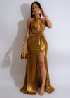 Beauty Queen Metallic Maxi Dress Gold